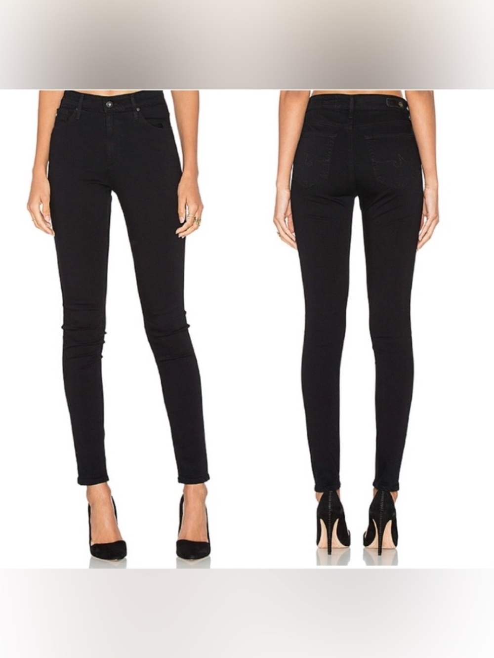 AG Adriano Goldschmied The Stilt Cigarette Leg Jeans Black Sateen Sz 24R